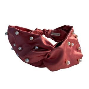 Jennifer Behr Pearl-Embellished Satin Headband‎ Pink Luxury Hair Accessory